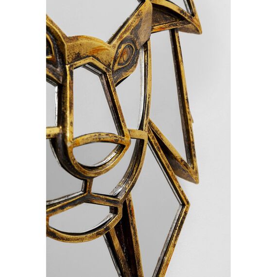 Kare Design Wandobjekt Lion Mirror, Gold, Gold, Elegant, Deko Objekt, Zimmerdekoration, Wanddekoration, Accessoire, Tiermotiv, Spiegel Objekt, Wohnzimmer, Flur, Home Office, 35x27x5 cm (H/B/T)