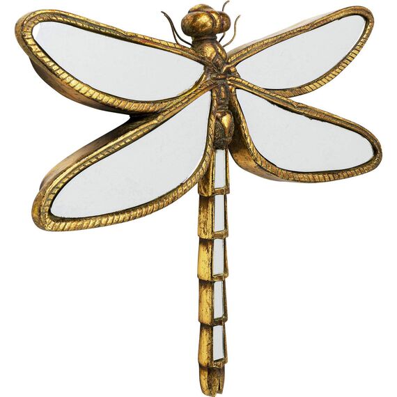 Kare Design Wandschmuck Dragonfly Mirror Gold, Glas verspiegelt, Wanddekoration, Accessiore, Dekofigur, 36x5x47cm