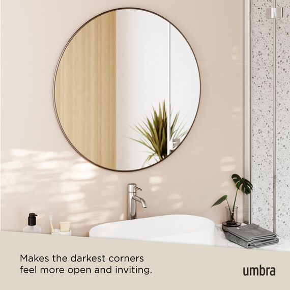 Umbra Hubba Wandspiegel - Runder Spiegel und Wanddeko für Diele, Badezimmer, Wohnzimmer und Mehr, 86 cm, Titan