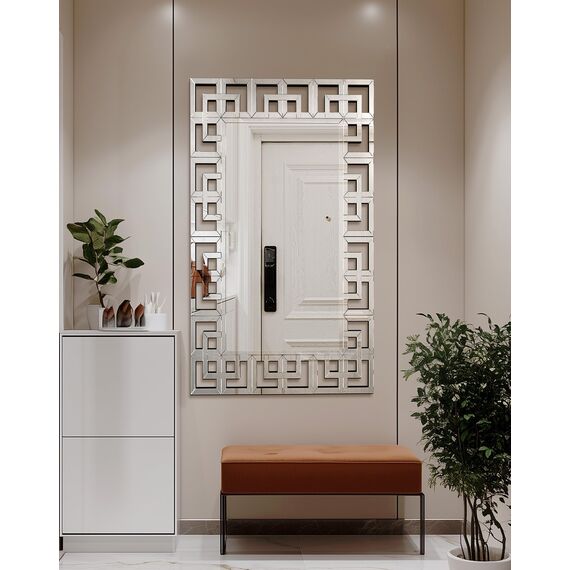 Artloge Dekorative Wandspiegel Spiegel Groß 120×70 cm, Wohnzimmerspiegel Silber Rechteckiger Flurspiegel modern Hochwertiger Dekospiegel Hängespiegel für Badezimmer Wohnzimmer Schlafzimmer