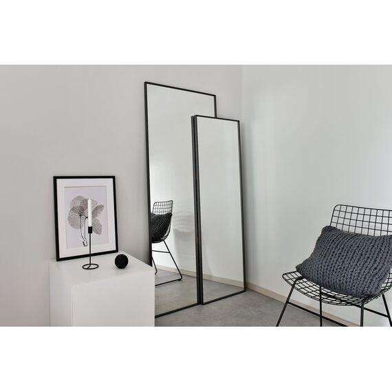 nielsen HOME Wandspiegel, 50 x 150 cm, Aluminium, Schwarz matt, Ganzkörperspiegel für alle Wohnbereiche, Hoch- & Querformat, anpassbare Aufhänger, Alpha