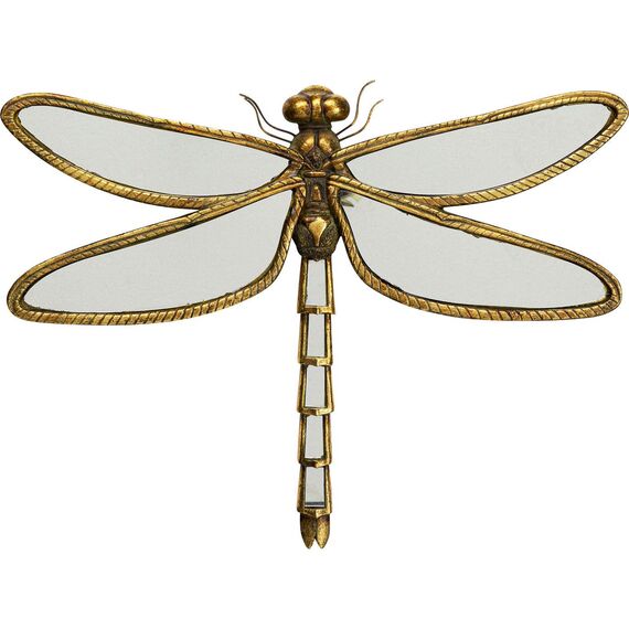 Kare Design Wandschmuck Dragonfly Mirror Gold, Glas verspiegelt, Wanddekoration, Accessiore, Dekofigur, 36x5x47cm
