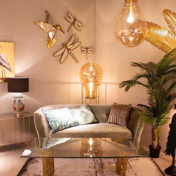 Kare Design Wandschmuck Dragonfly Mirror Gold, Glas verspiegelt, Wanddekoration, Accessiore, Dekofigur, 36x5x47cm