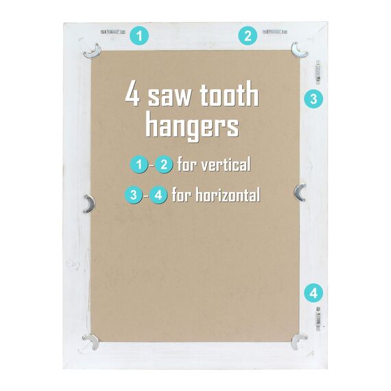 Stonebriar Rustic Rectangular Worn White Wood Frame Hanging Wall Mirror for Vertical or Horizontal Display