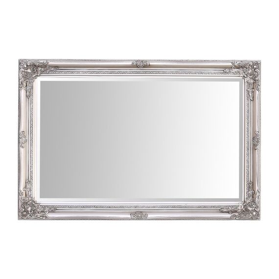 Select Mirrors Rhone Wandspiegel, französischer Vintage, Rokoko, Barockstil, Shabby-Chic-Stil, Wohnkultur, groß, 60 cm x 90 cm (2 x 3 Fuß), Antik-Silber