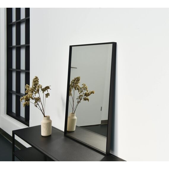 nielsen HOME Wandspiegel, 70 x 170 cm, Aluminium, Schwarz matt, Ganzkörperspiegel für alle Wohnbereiche, Hoch- & Querformat, anpassbare Aufhänger, Alpha