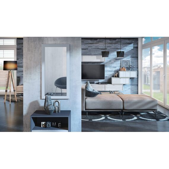 Vladon Spiegel Lima, Made in Germany, Wandspiegel mit Rahmen im modernen Stil, Weiß matt (89 x 45 cm)