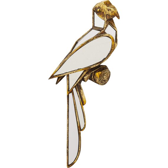 Kare Design Wandschmuck Parrot Mirror, Gold, Wand Deko, Papagei, verspiegeltes Glas, handgefertigt, 43x15x3 cm (H/B/T)