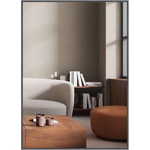 nielsen HOME Wandspiegel, 50 x 70 cm, Aluminium, Grau Glanz, Spiegel für alle Wohnbereiche, Hoch- & Querformat, anpassbare Aufhänger, Alpha