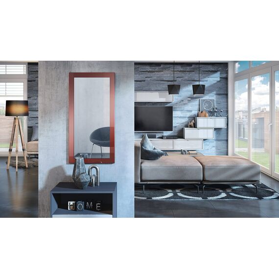 Vladon Spiegel Lima, Made in Germany, Wandspiegel mit Rahmen im modernen Stil, Bordeaux Hochglanz (89 x 45 cm)