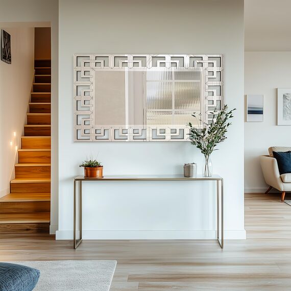 Artloge Dekorative Wandspiegel Spiegel Groß 120×70 cm, Wohnzimmerspiegel Silber Rechteckiger Flurspiegel modern Hochwertiger Dekospiegel Hängespiegel für Badezimmer Wohnzimmer Schlafzimmer