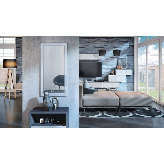 Vladon Spiegel Lima, Made in Germany, Wandspiegel mit Rahmen im modernen Stil, Weiß Hochglanz (89 x 45 cm)