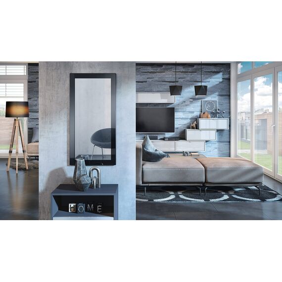 Vladon Spiegel Lima, Made in Germany, Wandspiegel mit Rahmen im modernen Stil, Schwarz Hochglanz (89 x 45 cm)