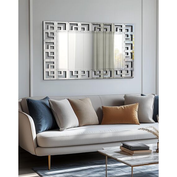 Artloge Dekorative Wandspiegel Spiegel Groß 120×70 cm, Wohnzimmerspiegel Silber Rechteckiger Flurspiegel modern Hochwertiger Dekospiegel Hängespiegel für Badezimmer Wohnzimmer Schlafzimmer