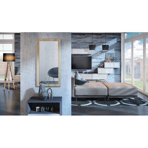 Vladon Spiegel Lima, Made in Germany, Wandspiegel mit Rahmen im modernen Stil, Eiche sägerau (89 x 45 cm)