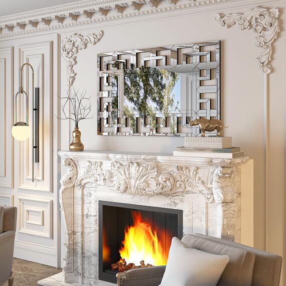 Artloge Dekorative Wandspiegel Aesthetic Flurspiegel 100×70cm, Rechteckiger Spiegel mit Metall Haken, Hochwertiger Badspiegel für Badezimmer Wohnzimmer Schlafzimmer