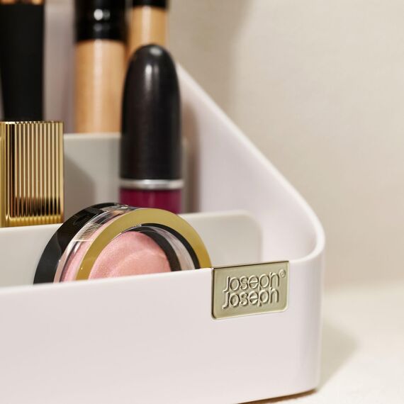 Joseph Joseph Tiered Beauty Make Up Kosmetik-Organizer mit Trennwänden Aufbewahrungsbox für Schlafzimmer Badezimmer – Hellrosa