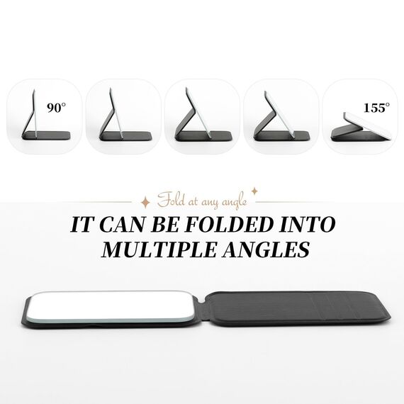 DUcare Taschenspiegel Reisespiegel Klappbar - Schminkspiegel, Klappspiegel mit Schwarz PU-Leder, Tragbar Kosmetikspiegel, Spiegel Klein für Tischplatte, Handheld, Zuhause und Reisenutzung (11x7CM)