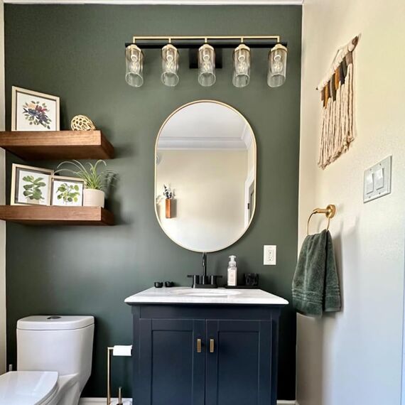 NEUWEABY Oval Badspiegel Ovale Wandspiegel für über dem Waschbecken, 50x75 cm Gold Pillen Spiegel Capsule Wandspiegel, Moderner Spiegel mit Metallrahmen für Wanddekoration