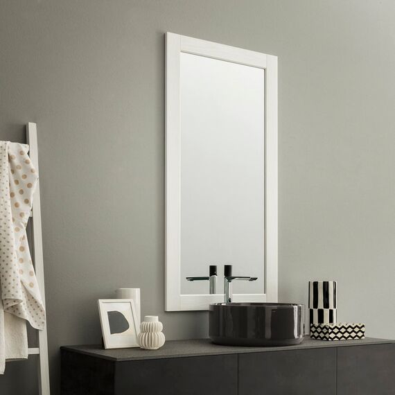 ARHome Wandspiegel, 120 x 60 cm, Esche Weiß, Spiegel, Made in Italy