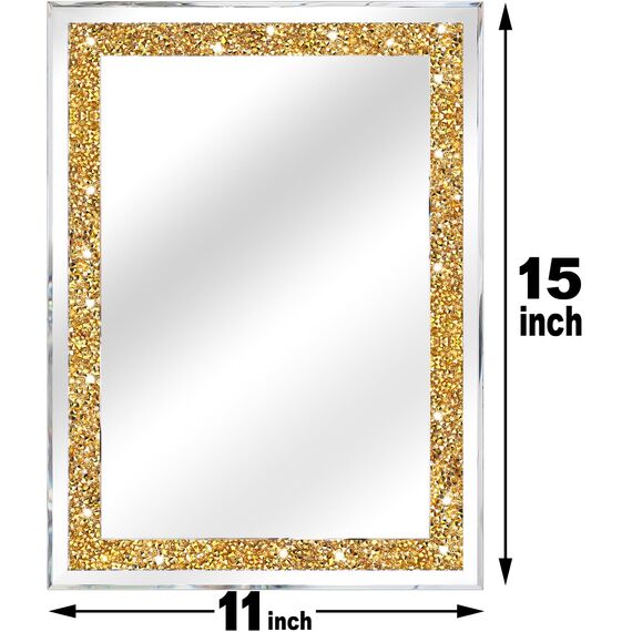 ZOLAPI Wandspiegel mit Strasssteinen und Strasssteinen, brillanter handgespleißter Glasspiegel, dekorativer Spiegel für Flur, Badezimmer, Schlafzimmer, 27,9 x 38,1 cm, 2 Stück