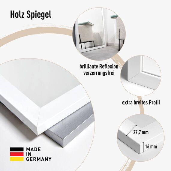 nielsen HOME Wandspiegel, 70 x 170 cm, Holz (MDF), Silber Glanz, Ganzkörperspiegel für alle Wohnbereiche, Hoch- & Querformat, anpassbare Aufhänger, Oslo