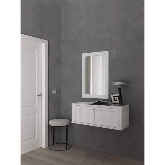 ARHome Wandspiegel, 90 x 60 cm, Esche Weiß, Spiegel, Made in Italy