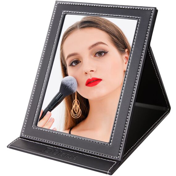 DUcare Klappbar Tschspiegel - Reisespiegel Schminkspiegel Klappbar Make-up, Tragbar Kosmetikspiegel, Spiegel für Tischplatte, Handheld, Zuhause und Reisenutzung (20x15CM/Schwarz)