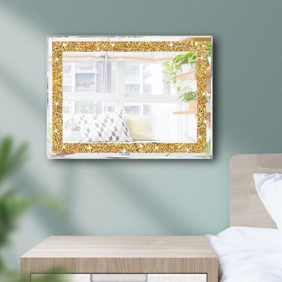 ZOLAPI Wandspiegel mit Strasssteinen und Strasssteinen, brillanter handgespleißter Glasspiegel, dekorativer Spiegel für Flur, Badezimmer, Schlafzimmer, 27,9 x 38,1 cm, 2 Stück