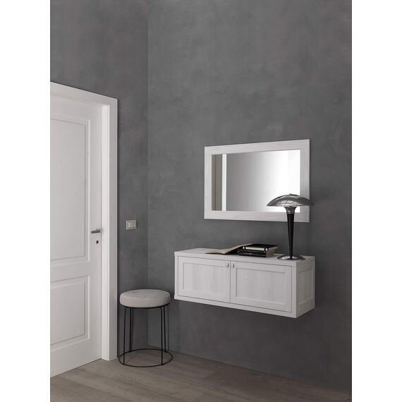 ARHome Wandspiegel, 90 x 60 cm, Esche Weiß, Spiegel, Made in Italy