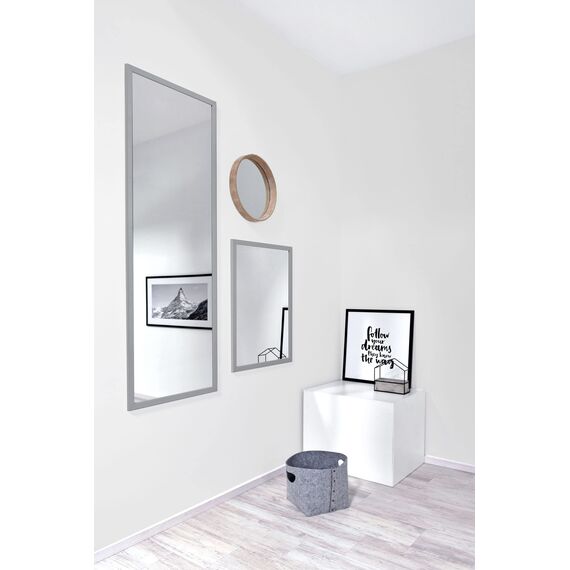 nielsen HOME Wandspiegel, 50 x 150 cm, Holz (MDF), Silber Glanz, Ganzkörperspiegel für alle Wohnbereiche, Hoch- & Querformat, anpassbare Aufhänger, Oslo