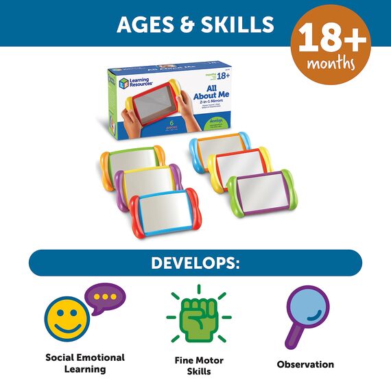 Learning Resources All About Me 2-in-1-Spiegel, ab 1,5–4 Jahren, Spiegel für Kleinkinder, unterstützt Selbstwahrnehmung & Sprachentwicklung