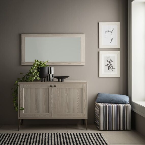 ARHome Wandspiegel, 120 x 60 cm, Esche Creme, Spiegel, Made in Italy