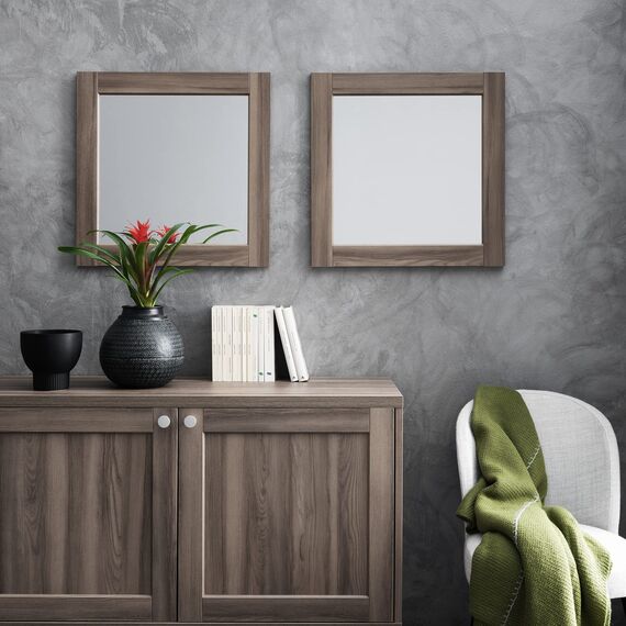 ARHome Quadratischer Wandspiegel, 60 x 60 cm, Rustikale Esche, Spiegel, Made in Italy