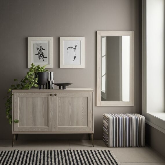 ARHome Wandspiegel, 120 x 60 cm, Esche Creme, Spiegel, Made in Italy