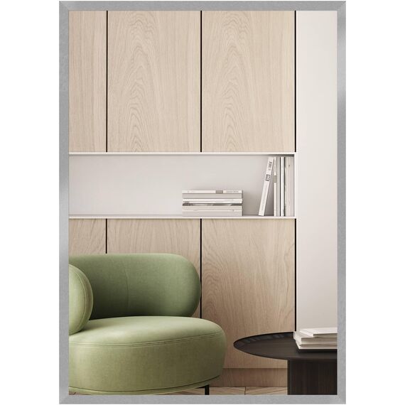 nielsen HOME Wandspiegel, 50 x 70 cm, Holz (MDF), Silber Glanz, Spiegel für alle Wohnbereiche, Hoch- & Querformat, anpassbare Aufhänger, Oslo