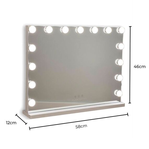 Flamingueo Schminkspiegel Mit Beleuchtung - Kosmetikspiegel 15 LED, 3 Modi, Hollywood Spiegel, Spiegel Mit Licht (Weiß)