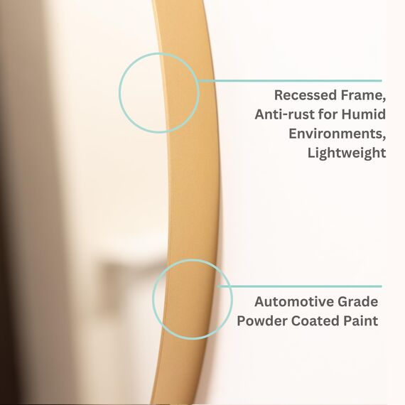 Neue Design Mood® Premium Round Bathroom Mirror Gold Framed Wall Mounted, Recessed Circle Frame Modern & Stylish (60cm x 60cm)