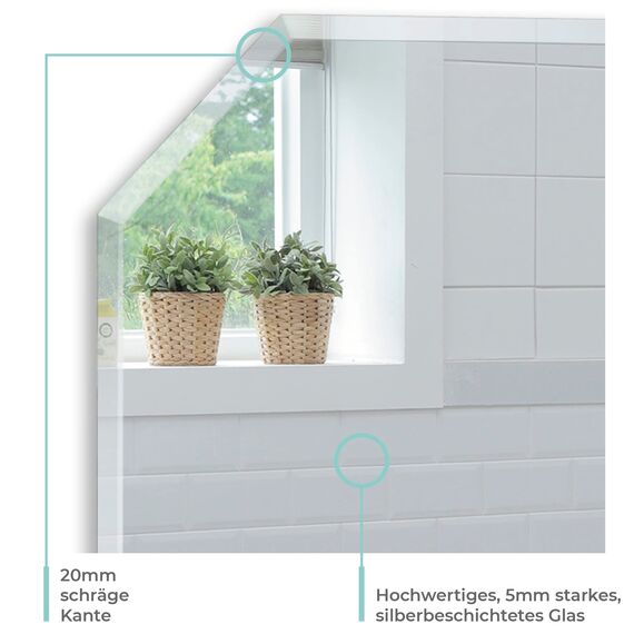 Neue Design Schöner achteckiger Badezimmerspiegel, modern und stylish, mit abgerundeten Kanten, Wandbefestigung, Badspiegel, Wandspiegel, Spiegel 70cm X 50cm