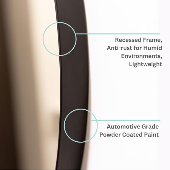 Neue Design Mood® Premium Round Bathroom Mirror Black Framed Wall Mounted, Recessed Circle Frame Modern & Stylish (40cm x 40cm)