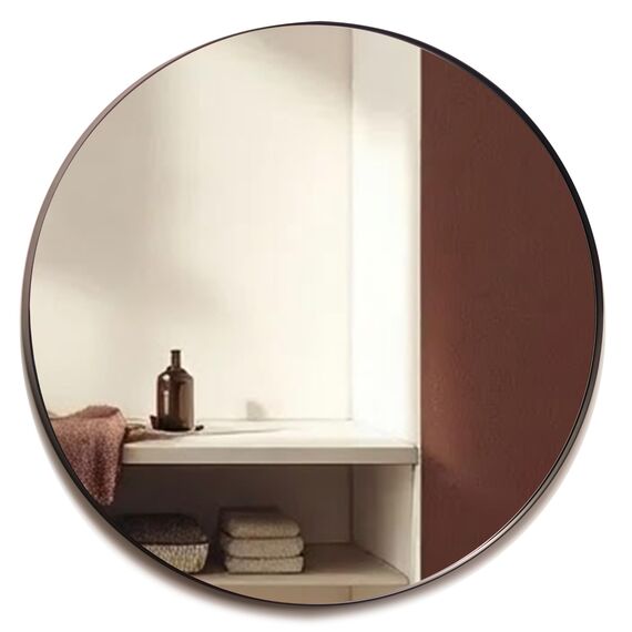 Neue Design Mood® Premium Round Bathroom Mirror Black Framed Wall Mounted, Recessed Circle Frame Modern & Stylish (60cm x 60cm)