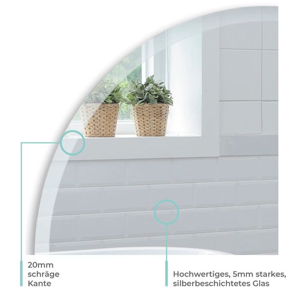 Neue Design Schöner runder Badezimmerspiegel, modern und stylish, mit abgerundeten Kanten, Wandbefestigung, Badspiegel, Wandspiegel, Spiegel 40cm x 40cm