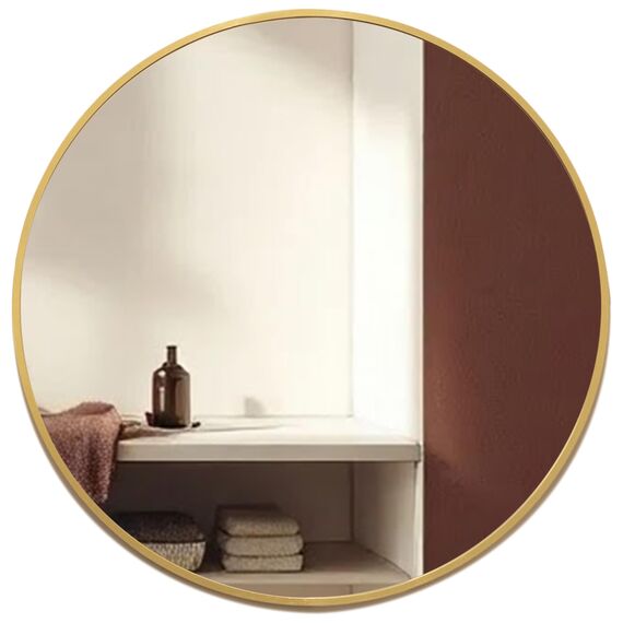 Neue Design Mood® Premium Round Bathroom Mirror Gold Framed Wall Mounted, Circle Frame Modern & Stylish (60cm x 60cm)