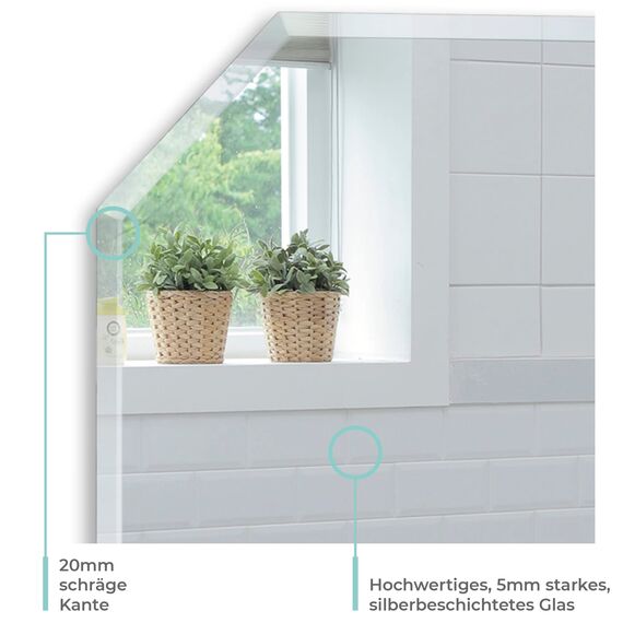 Neue Design Schöner achteckiger Badezimmerspiegel, modern und stylish, mit abgerundeten Kanten, Wandbefestigung, Badspiegel, Wandspiegel, Spiegel 50cm X 40cm