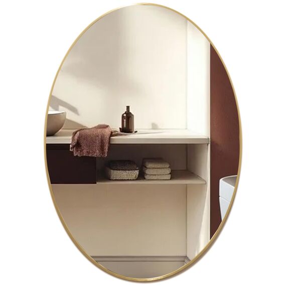 Neue Design Mood® Premium Oval Bathroom Mirror Gold Framed Wall Mounted, Frame Modern & Stylish (50cm x 40cm)