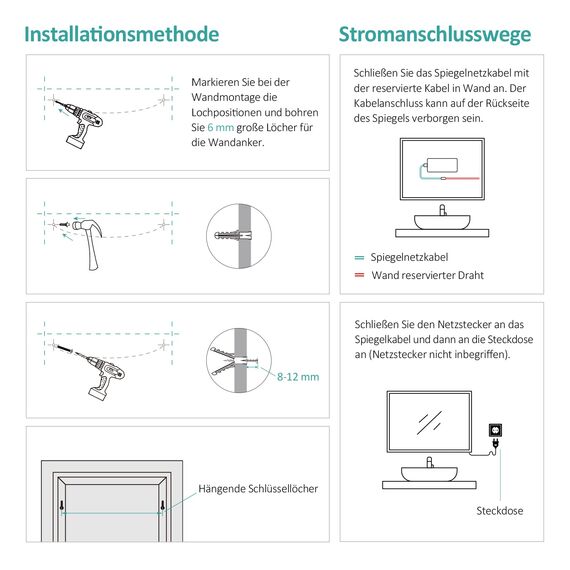 EMKE LED Badspiegel 80x60cm Badezimmerspiegel mit Beleuchtung dimmbar kaltweiß Lichtspiegel Wandspiegel mit Touchschalter IP44 energiesparend