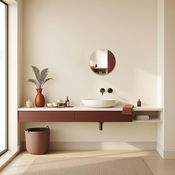 Neue Design Mood® Premium Round Bathroom Mirror Gold Framed Wall Mounted, Circle Frame Modern & Stylish (40cm x 40cm)