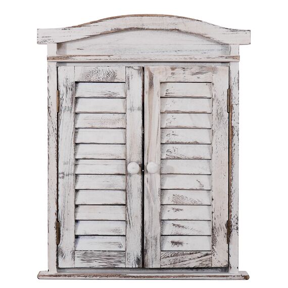 Mendler Wandspiegel Spiegelfenster mit Fensterläden 53x42x5cm - weiß Shabby