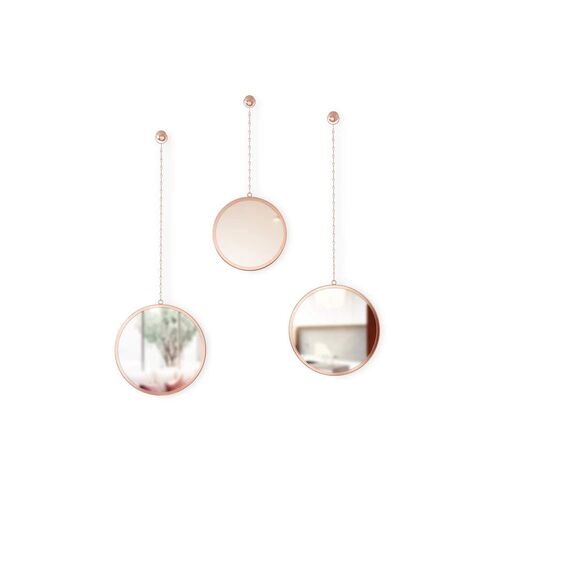 Umbra Dima 3-teiliger Wandspiegel und Wanddekoration, Metall, Kupfer, 7.6 x 24.1 x 24.1 cm