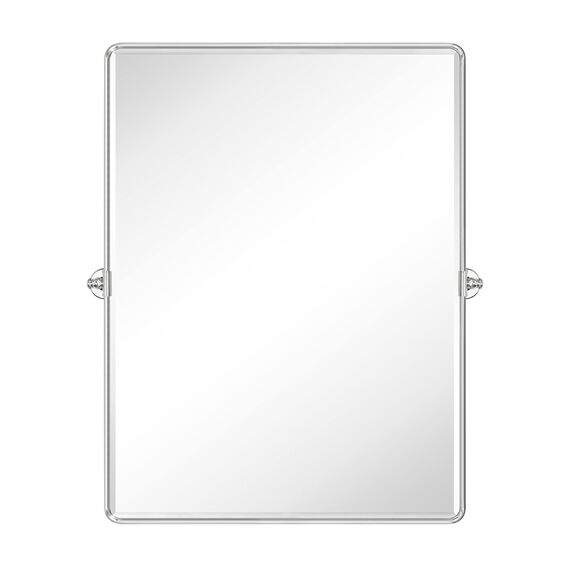 TEHOME Pivot Spiegel 76,2 x 101,6 cm, chrom, poliertes Nickel, Metallrahmen, rechteckig, schwenkbar, abgeschrägt, neigbar, für Wandmontage, vertikal, Vanity Spiegel für Badezimmer